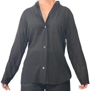 Vintage Y2K La Perla Silk Shawl Collar Top size XS Button Down Black